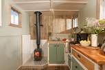 The toasty wood-burner will keep you cosy whatever the weather. 