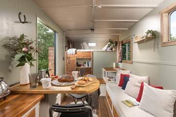 Pull up a seat at the clever drop-down table and tuck into some delicious local treats.