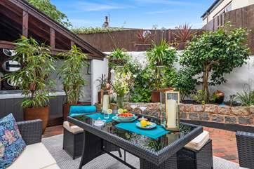 Glorious outside space. The perfect area for relaxing with a good book.