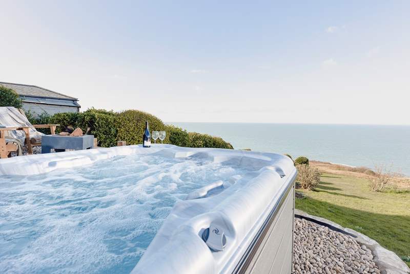 The hot tub is perfectly positioned to take in the magnificent views.
