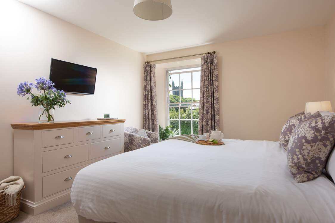 Bedroom 4 can be a super-king or a twin, and has lovely views of the church.