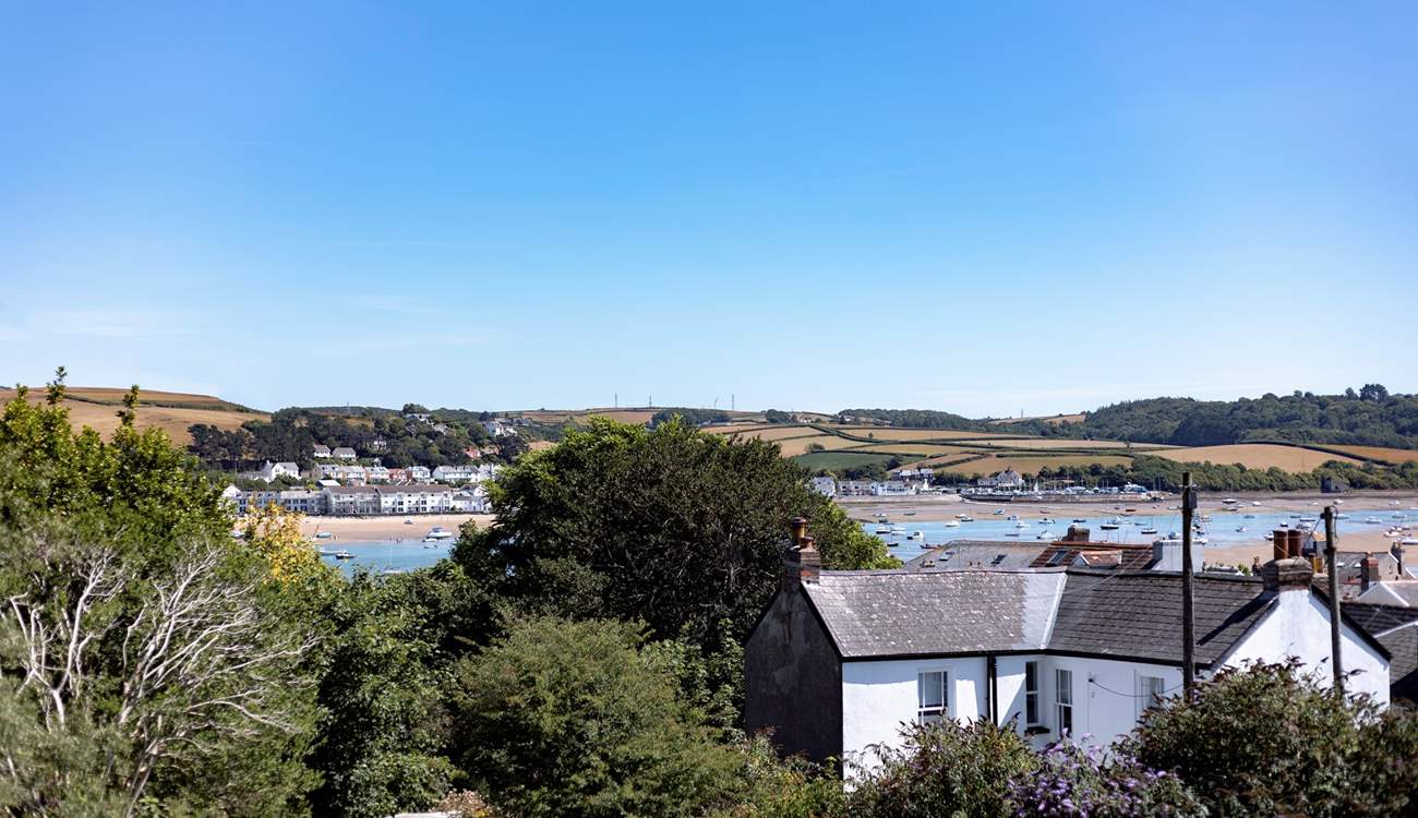 The view from the terrace takes in Instow, just across the estuary.