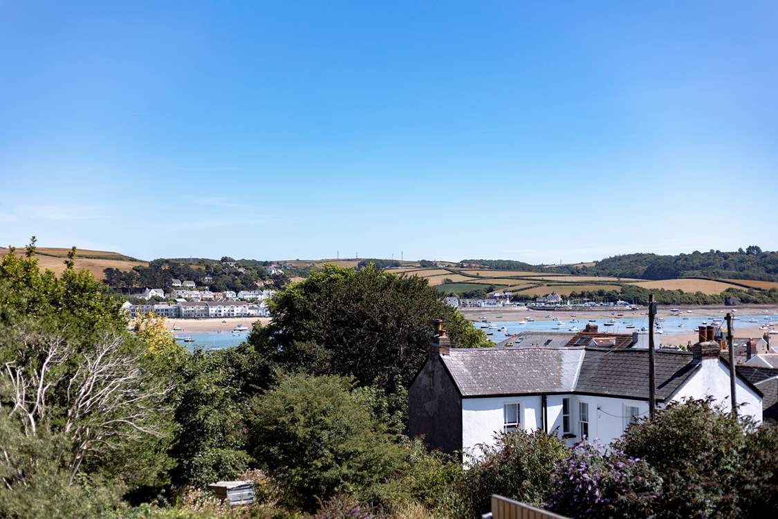 The view from the terrace takes in Instow, just across the estuary.