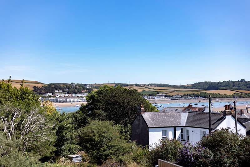 The view from the terrace takes in Instow, just across the estuary.