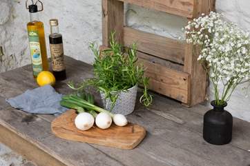 There's even a small table perfect for preparing food.