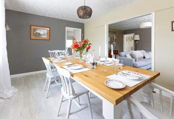The dining-room has lovely rural views and links both the kitchen and sitting room together. 
