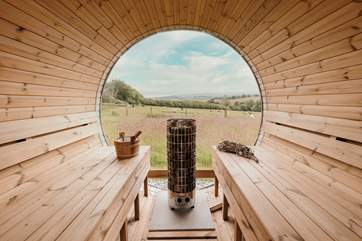 What a view from the barrel sauna!