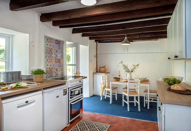 The kitchen/breakfast-room has all you need to cook a holiday meal including the all important dishwasher. 