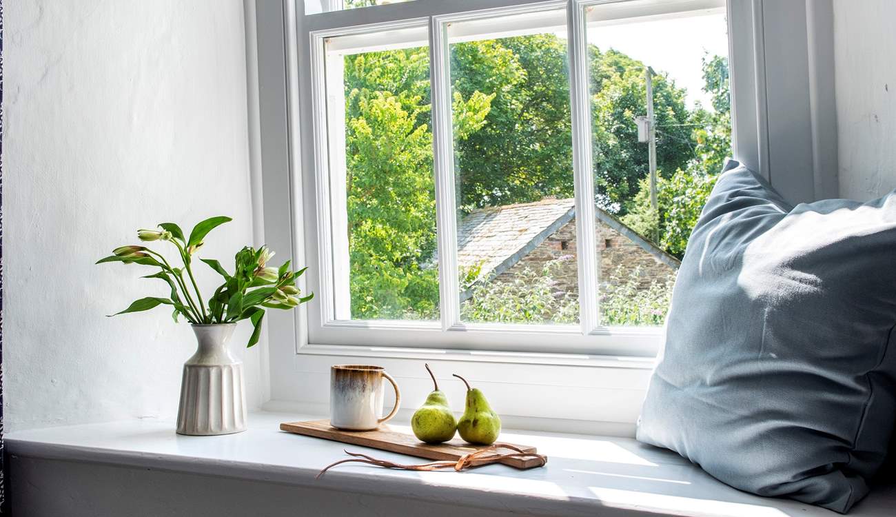 Tranquil countryside through the windows.
