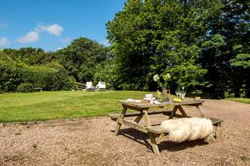 The fabulous lawn is great for little ones and dogs.