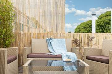 The inviting outdoor furniture is perfect for stargazing.