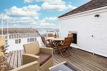 There are spectacular views across the harbour from the roof terrace.