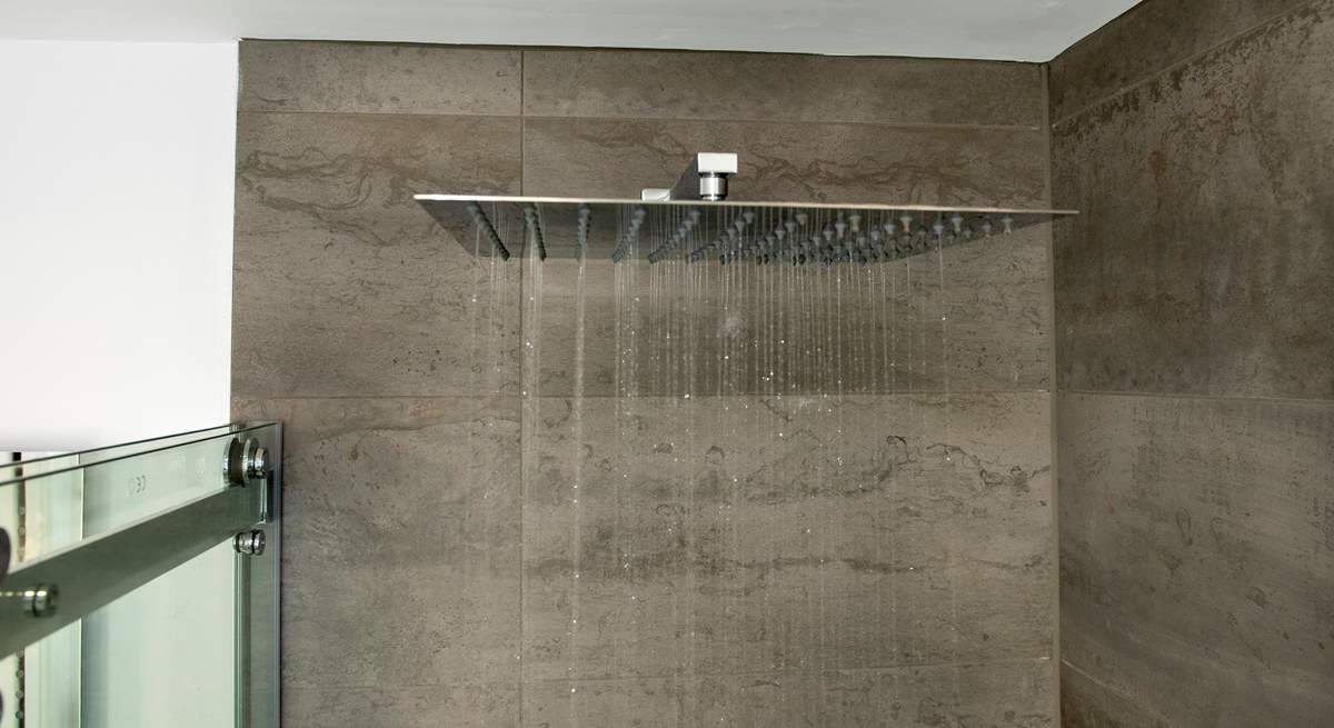 a huge drench head shower!