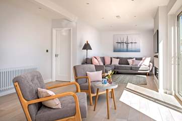 The light really floods into the open plan living-room.