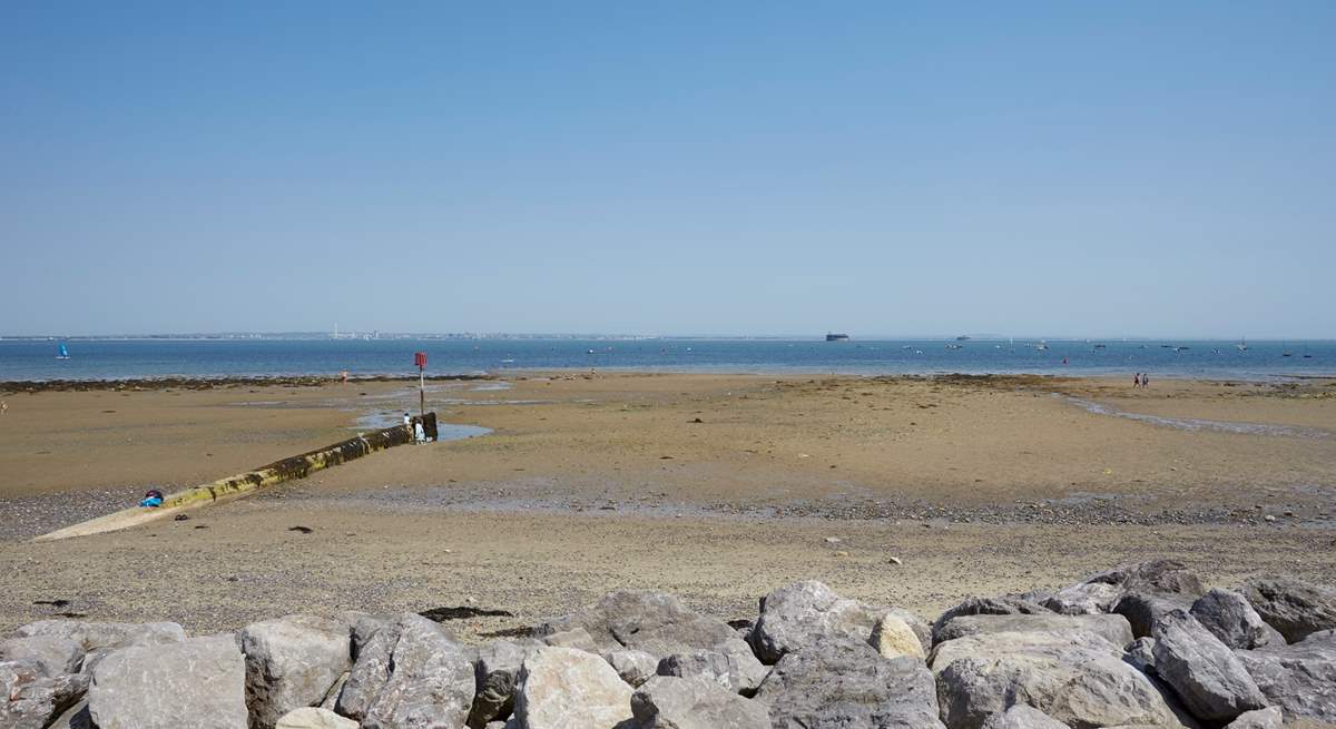 The beach at Seaview overlooks the Solent.