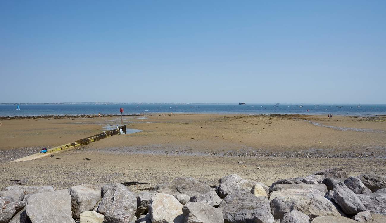The beach at Seaview overlooks the Solent.