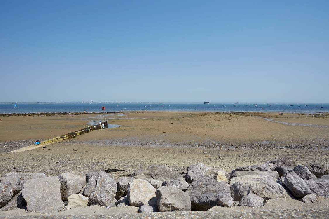 The beach at Seaview overlooks the Solent.