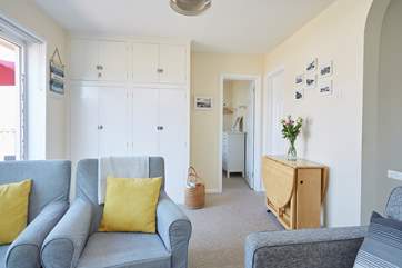 There's plenty of storage in the sitting area.