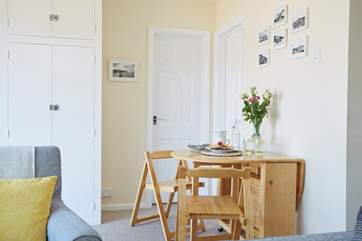 Enjoy breakfast around the foldaway table.