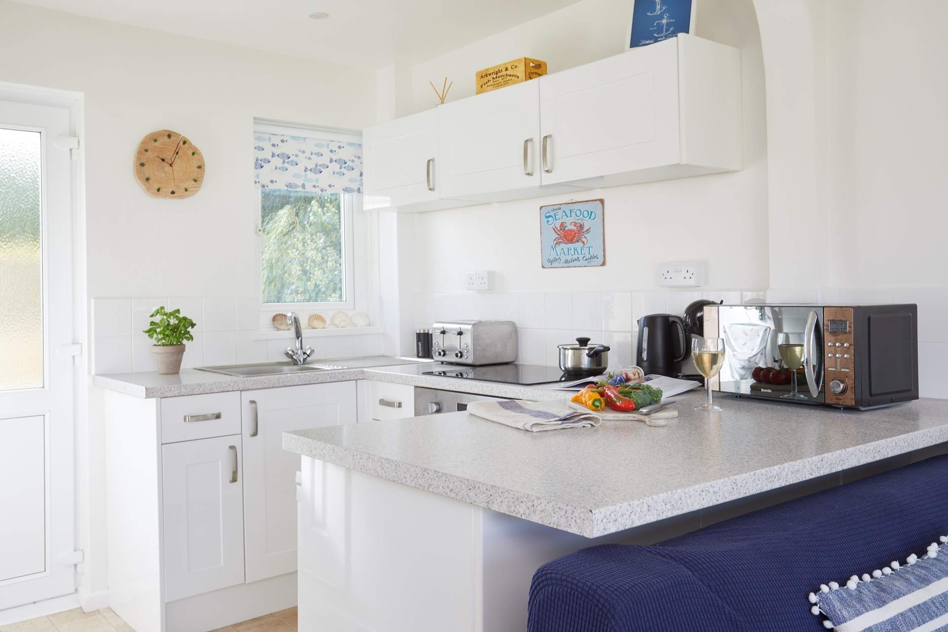 The compact kitchen area has all you need to cook a holiday meal.