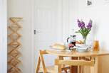 Enjoy breakfast around the foldaway table.