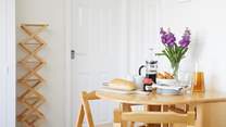 Enjoy breakfast around the foldaway table.