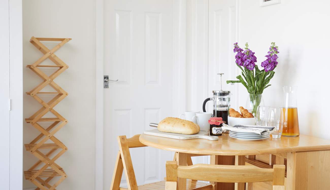 Enjoy breakfast around the foldaway table.
