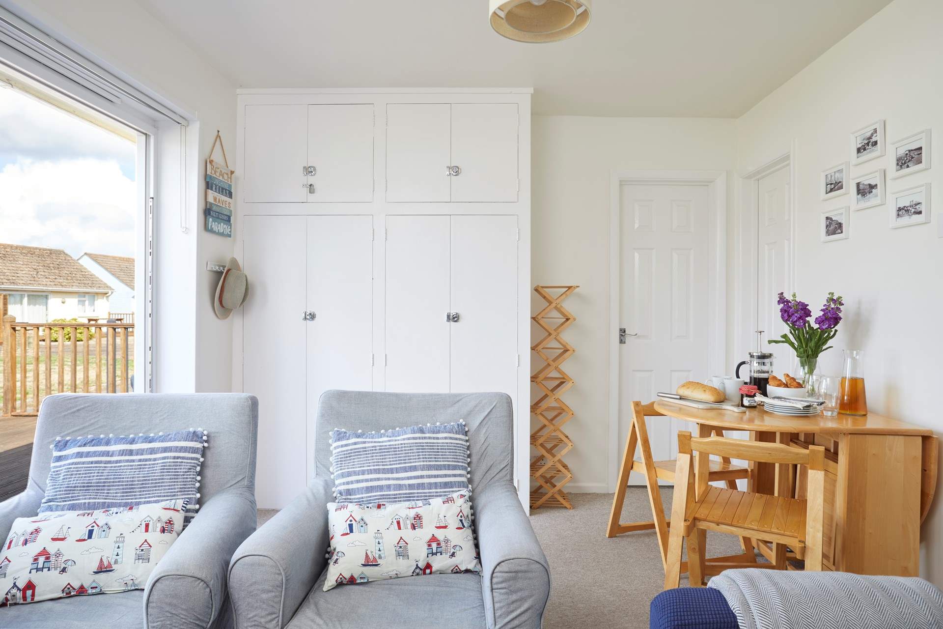 There's plenty of storage in the sitting area.