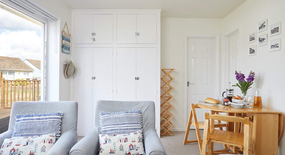 There's plenty of storage in the sitting area.