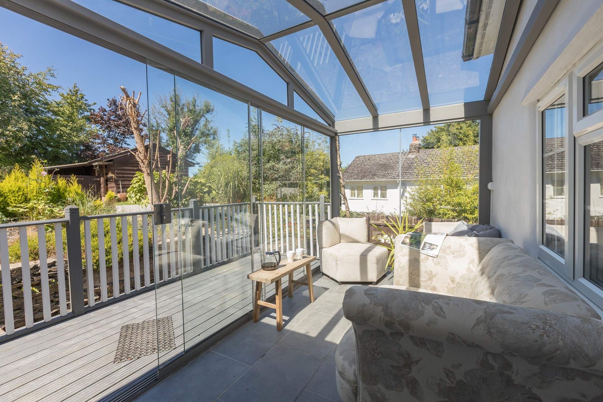 Relax in the fantastic conservatory and gaze out towards the lush garden.