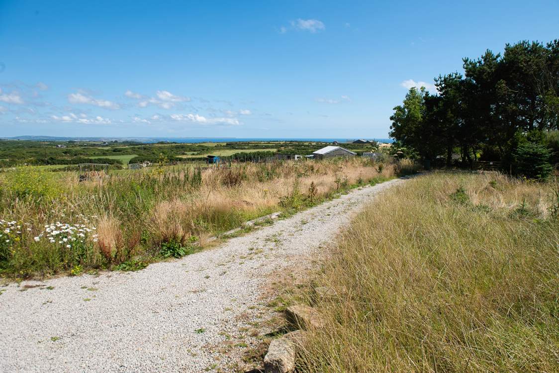 An unmade track leads through the gorgeous countryside to Stargazey Barn.