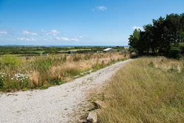 An unmade track leads through the gorgeous countryside to Stargazey Barn.