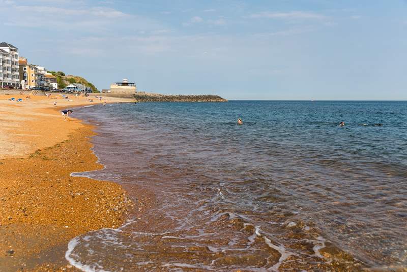 The beach at Ventnor is ideal for swimming or just sitting and watching the waves with an ice cream.