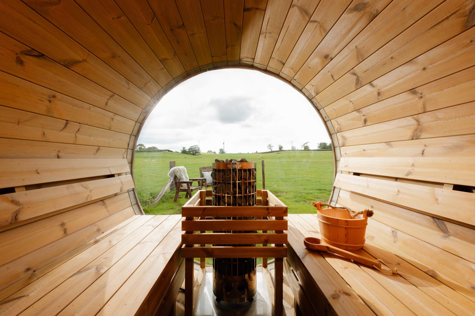 Move between the soothing traditional sauna...