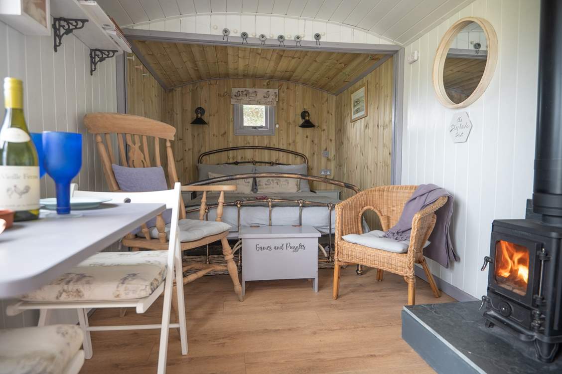 The cosy double bed is tucked away and offers the most peaceful night's sleep.