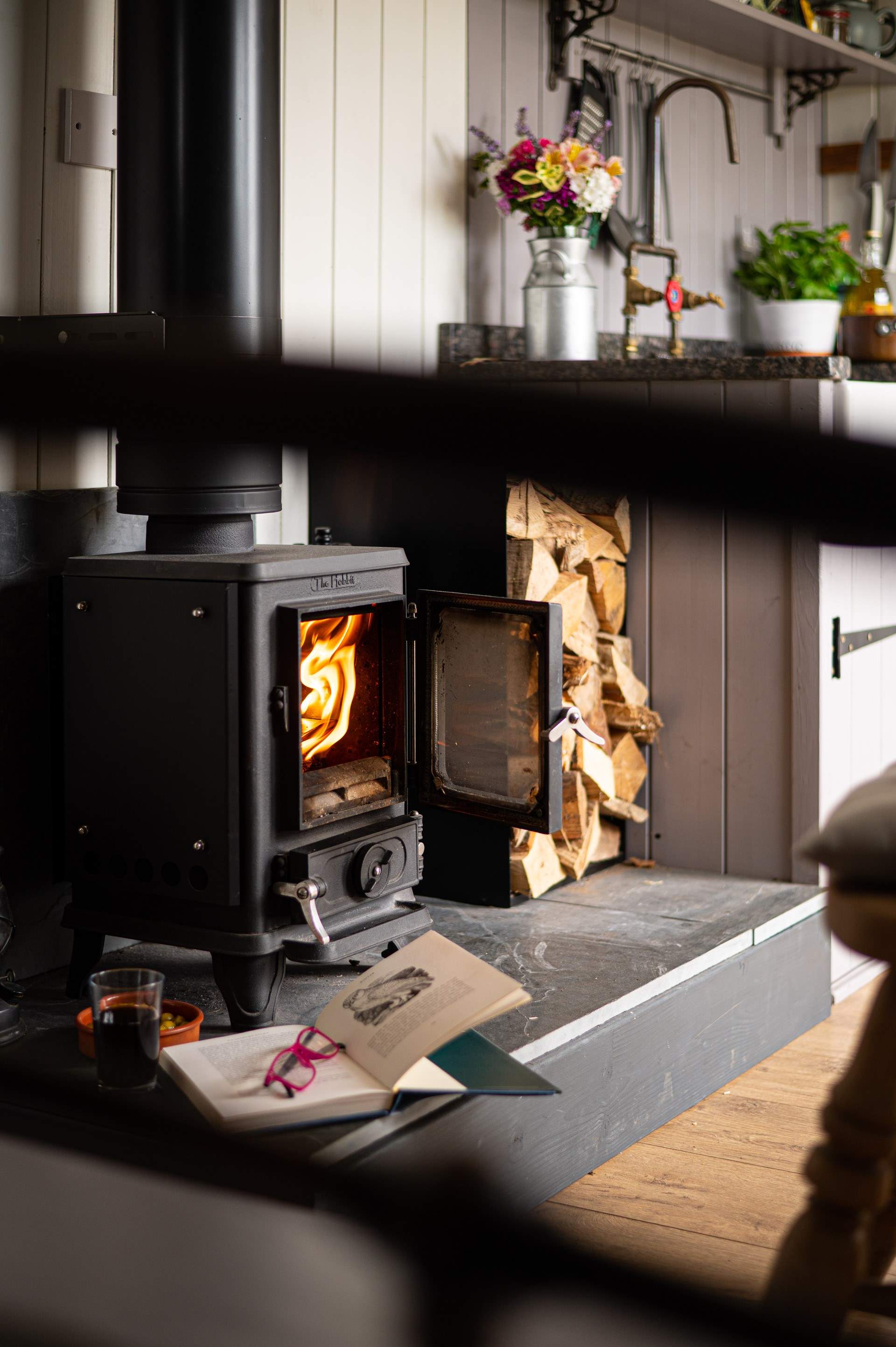 On lazy days, light the wood-burner and get cosy. 