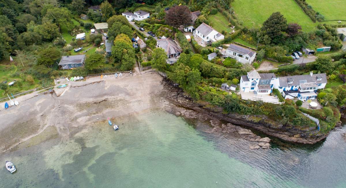 Rose on the Cliff is the detached property on the right of the photograph -  quite literally on the water's edge. 