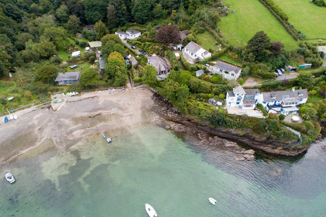 Rose on the Cliff is the detached property on the right of the photograph -  quite literally at the water's edge.