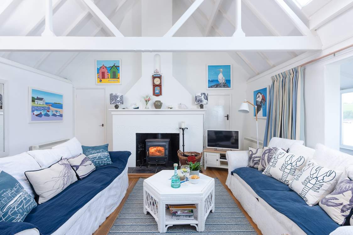 Nautical decor compliments the captivating vista.