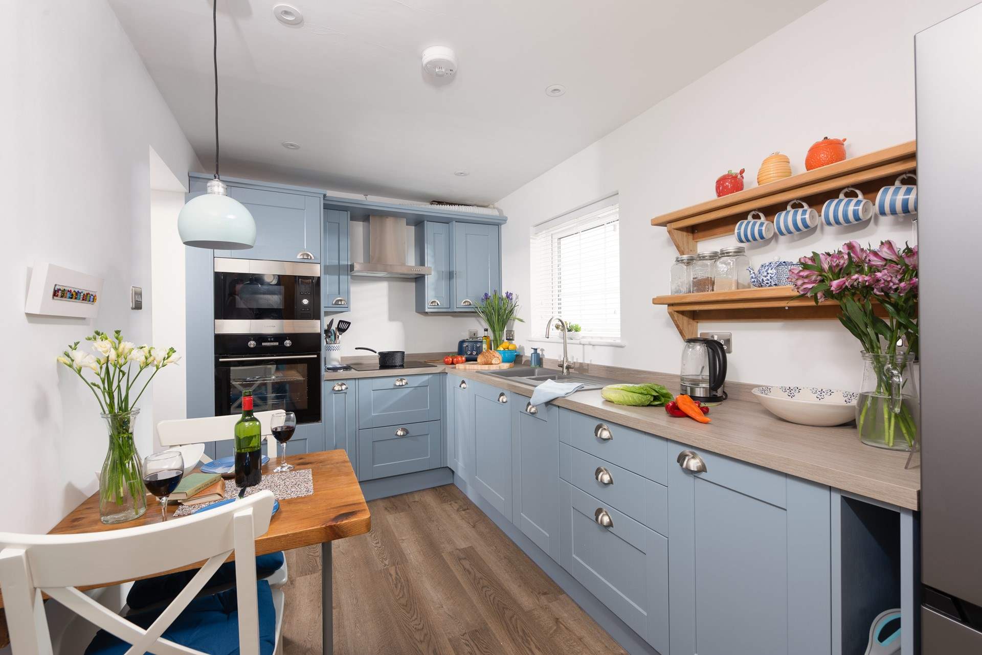 The spacious kitchen and dining space.