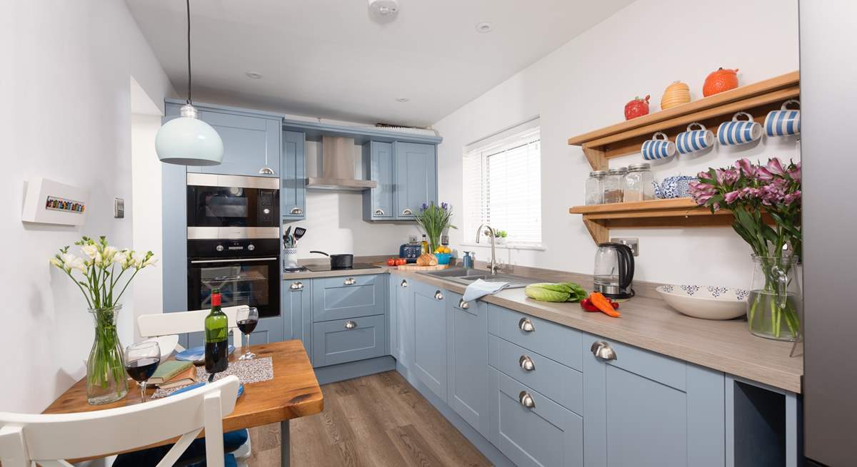 The spacious kitchen and dining space.