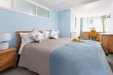 The welcoming double bedroom with king-size bed is on the first floor.