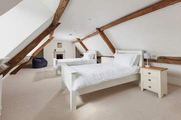 The gorgeous twin room has so much character. Please take care with the sloping ceilings.