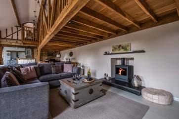 The upper gallery adds character to the coach house.