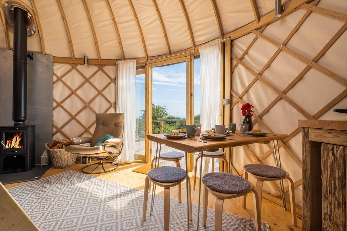 There's plenty of space inside for gathering around the dinner table.