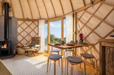 There's plenty of space inside for gathering around the dinner table.