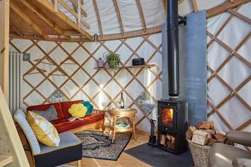 Snuggle up by the wood-burner on cooler days.