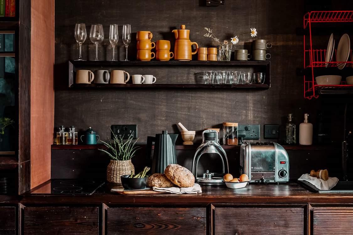 The kitchen is well equipped for prepping delicious romantic meals.