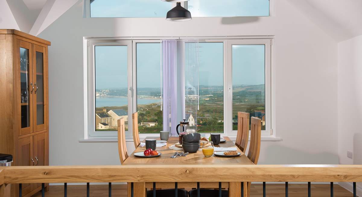 The dining-table has gorgeous views over Mount's Bay towards Penzance and beyond.