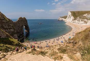 Lulworth Cove and Durdle Door on the coast is a great place to explore.